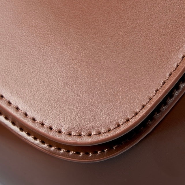 Women's Genuine Leather Saddle Crossbody Bag with Magnetic Closure