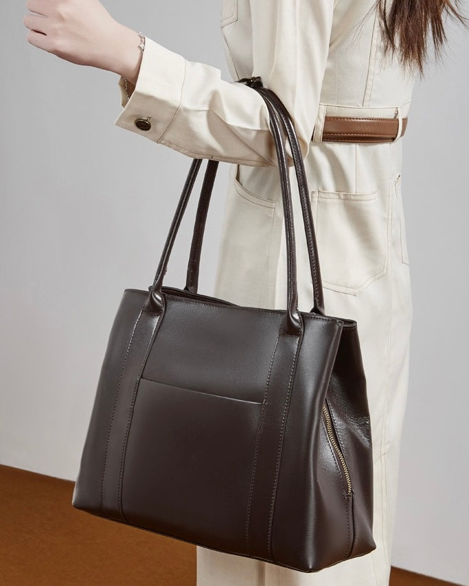 Women's Full-Grain Cowhide Structured Office Tote