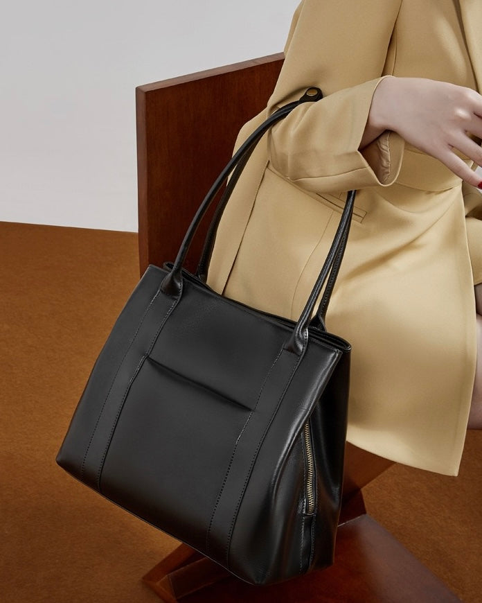 Women's Full-Grain Cowhide Structured Office Tote