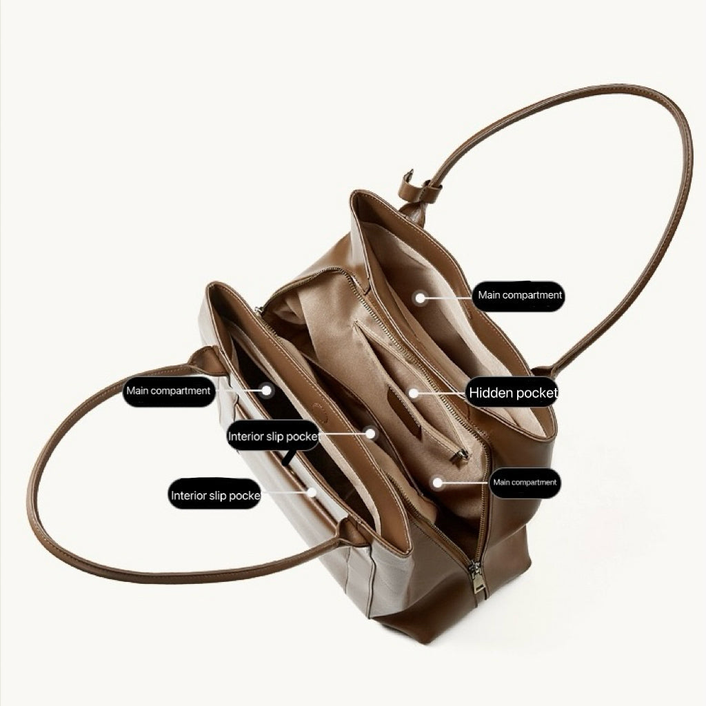 Women's Full-Grain Cowhide Structured Office Tote