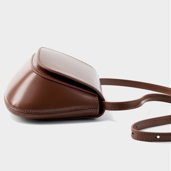 Women's Genuine Leather Saddle Crossbody Bag with Magnetic Closure