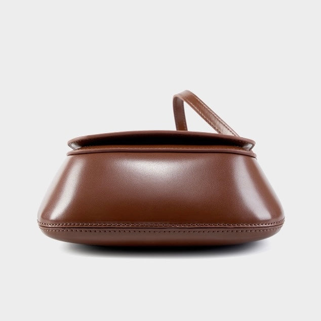 Women's Genuine Leather Saddle Crossbody Bag with Magnetic Closure