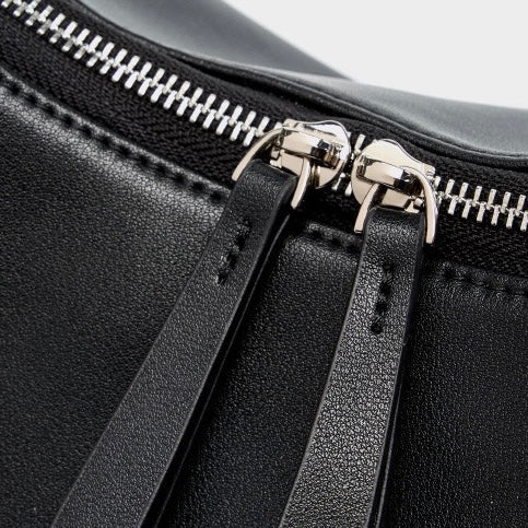 Women's Genuine Leather Crescent Underarm Shoulder Bag with Zipper Closure