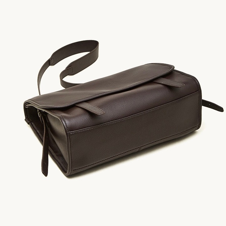 Women's Full-Grain Cowhide Flap Satchel with Dual Carry