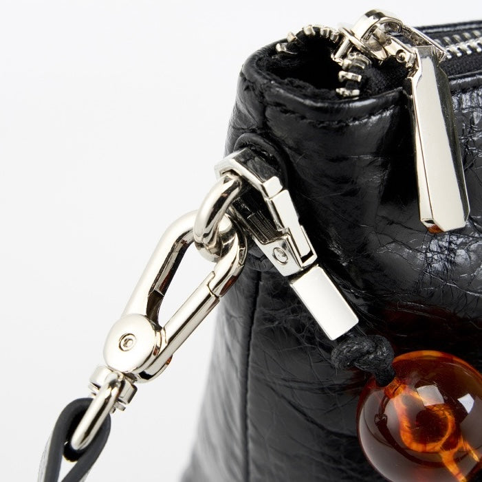 Women's Genuine Leather Pleated Chain Crossbody Bag with Shoulder Strap
