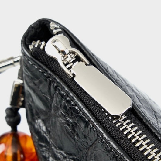 Women's Genuine Leather Pleated Chain Crossbody Bag with Shoulder Strap