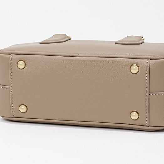Women's Genuine Leather Boston Bowling Crossbody Handbag with Shoulder Strap