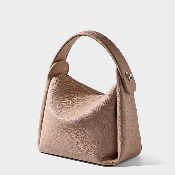 Women's Genuine Leather Box Shoulder Bag with Magnetic Closure and Crossbody Strap