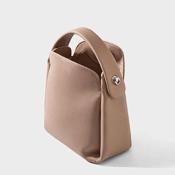 Women's Genuine Leather Box Shoulder Bag with Magnetic Closure and Crossbody Strap