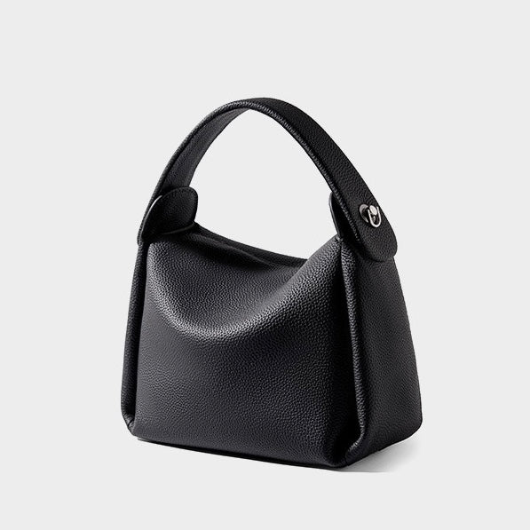 Women's Genuine Leather Box Shoulder Bag with Magnetic Closure and Crossbody Strap