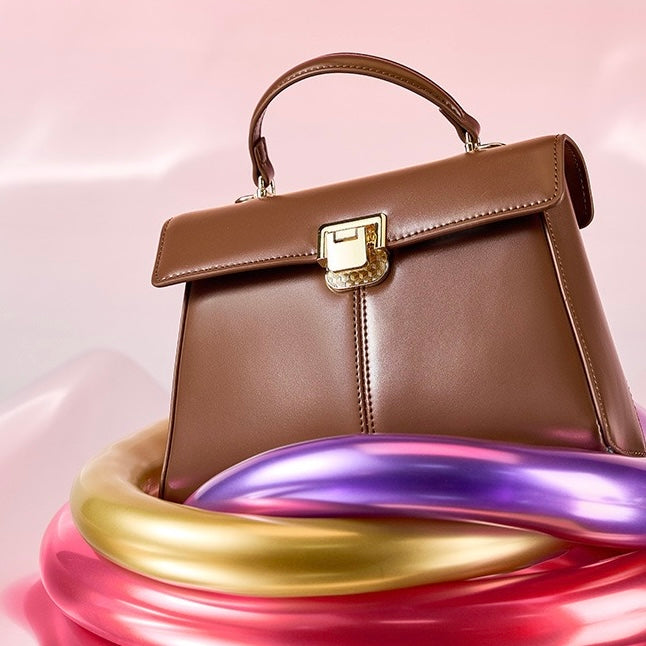 Women's Genuine Leather Horseshoe Buckle Handbag with Crossbody Strap