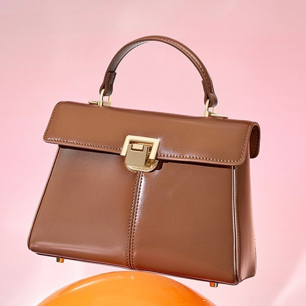 Women's Genuine Leather Horseshoe Buckle Handbag with Crossbody Strap