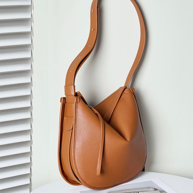 Women's Genuine Leather Soft Tote Bag with Large Capacity and Zipper Closure