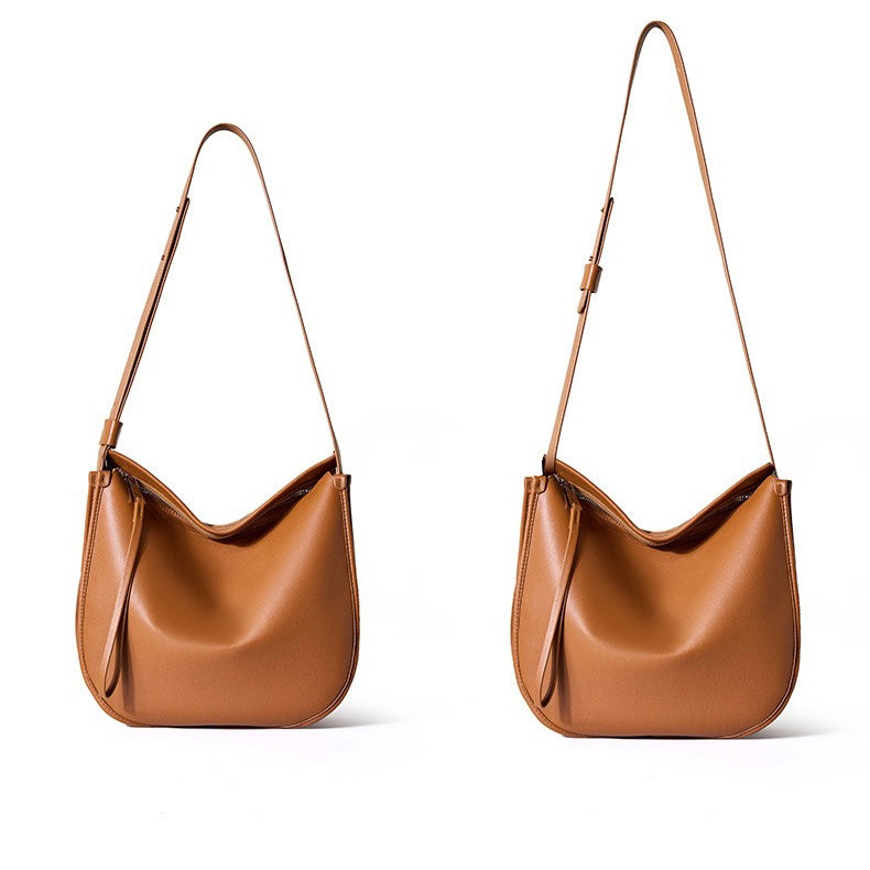 Women's Genuine Leather Soft Tote Bag with Large Capacity and Zipper Closure
