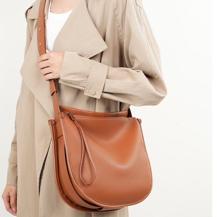Women's Genuine Leather Soft Tote Bag with Large Capacity and Zipper Closure