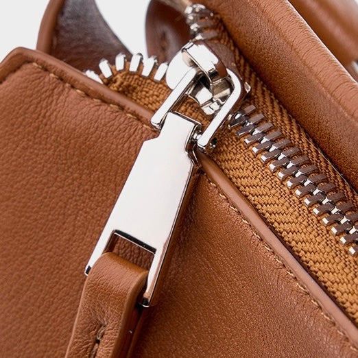Women's Genuine Leather Soft Tote Bag with Large Capacity and Zipper Closure
