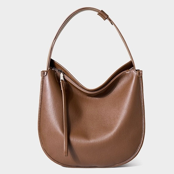 Women's Genuine Leather Soft Tote Bag with Large Capacity and Zipper Closure