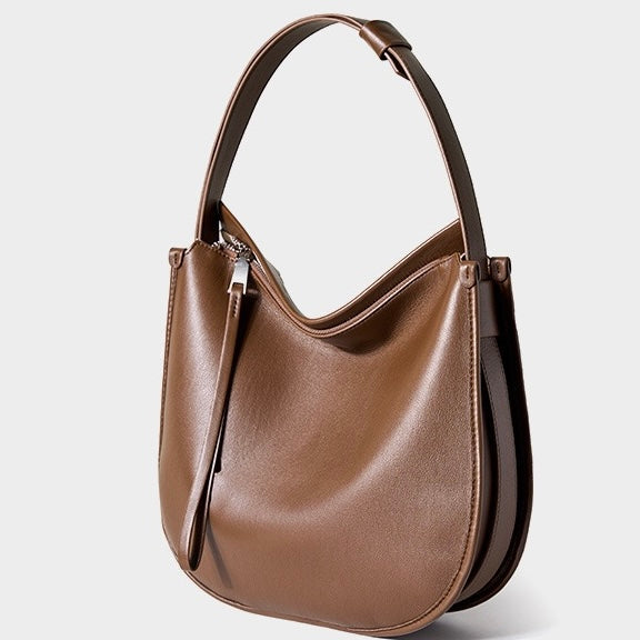 Women's Genuine Leather Soft Tote Bag with Large Capacity and Zipper Closure