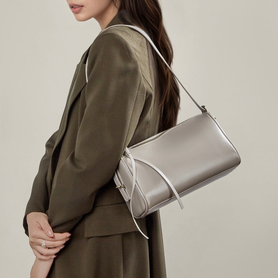 Women's Full-Grain Cowhide Cylinder Shoulder Bag