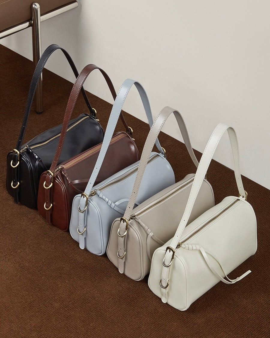 Women's Full-Grain Cowhide Cylinder Shoulder Bag