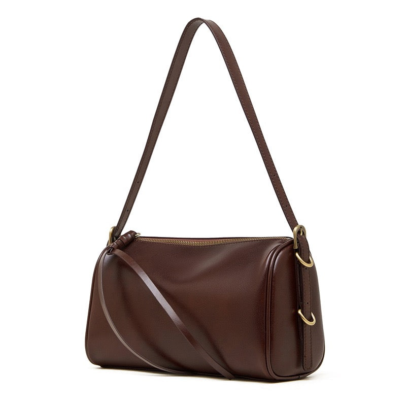 Women's Full-Grain Cowhide Cylinder Shoulder Bag