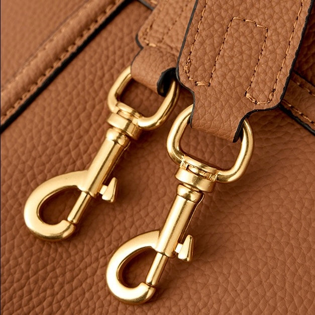 Women's Genuine Leather Large Capacity Bucket Bag with Zipper Closure