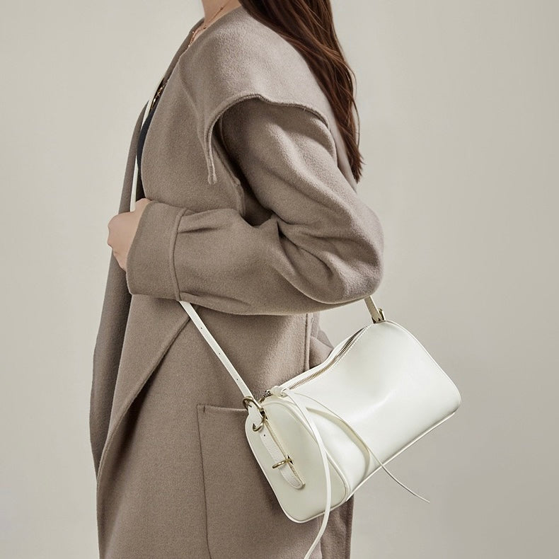 Women's Full-Grain Cowhide Cylinder Shoulder Bag