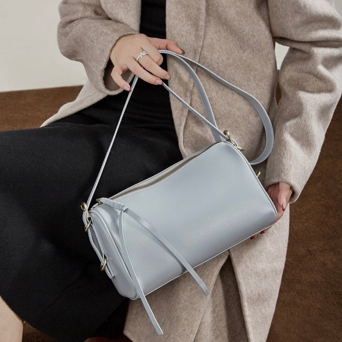Women's Full-Grain Cowhide Cylinder Shoulder Bag
