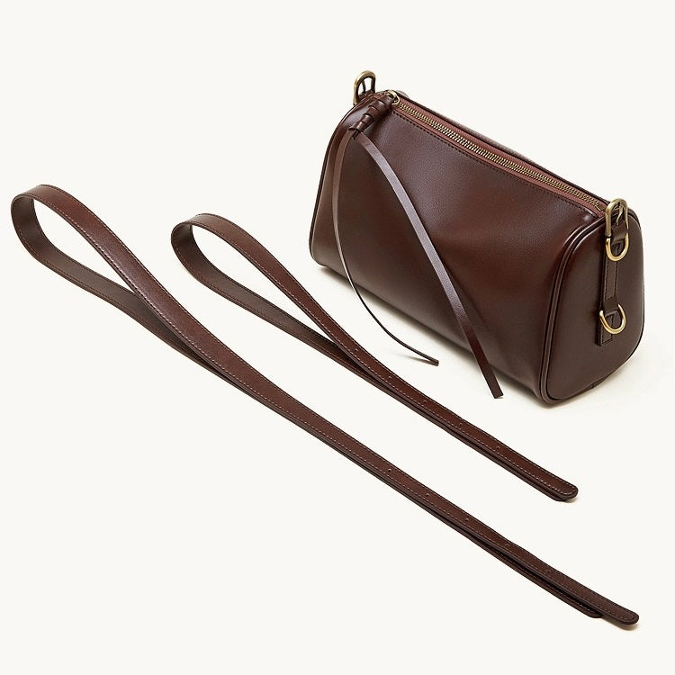 Women's Full-Grain Cowhide Cylinder Shoulder Bag