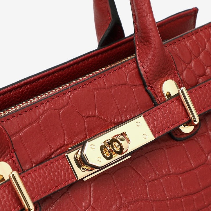 Women's Genuine Leather Classic Crossbody Tote Bag with Adjustable Strap
