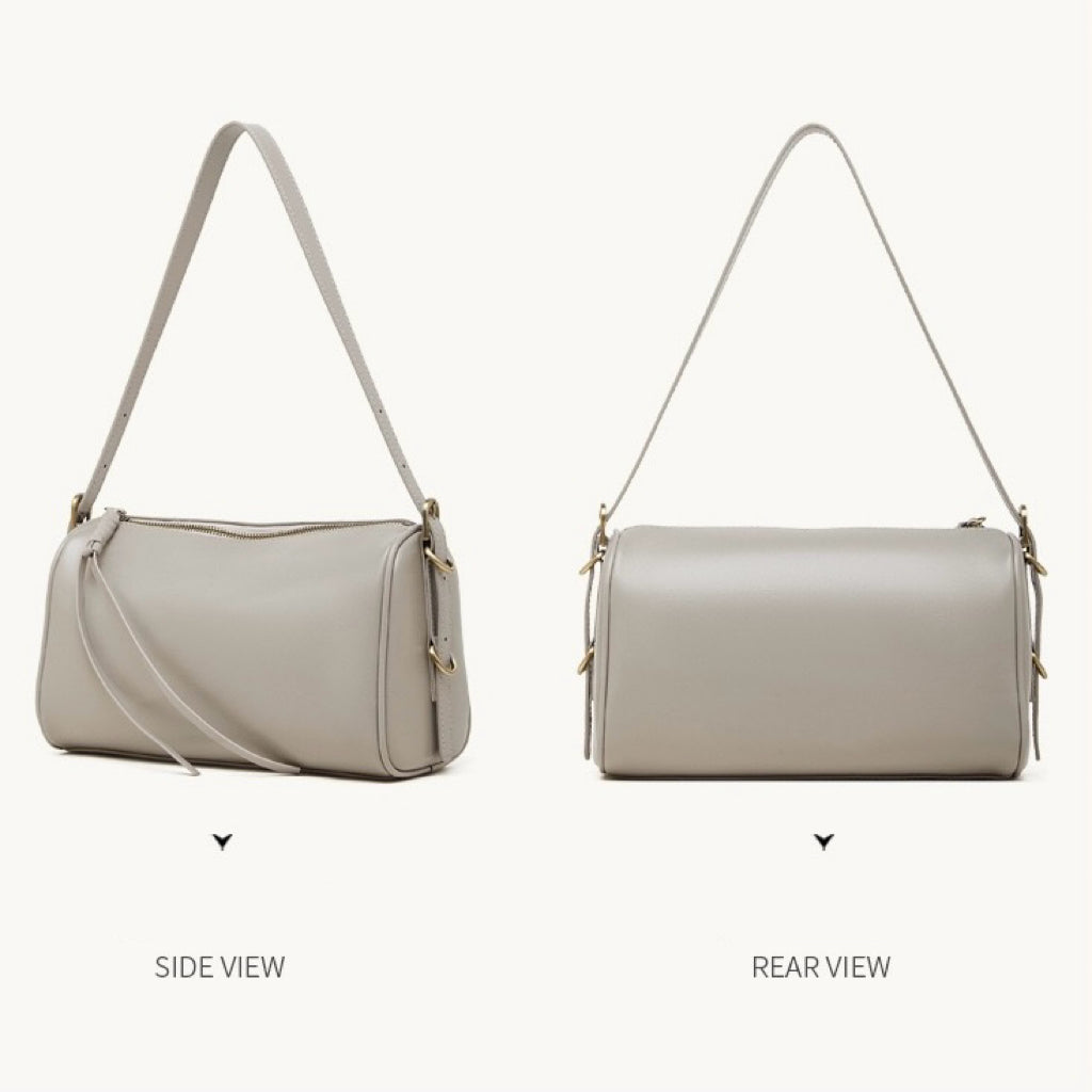 Women's Full-Grain Cowhide Cylinder Shoulder Bag
