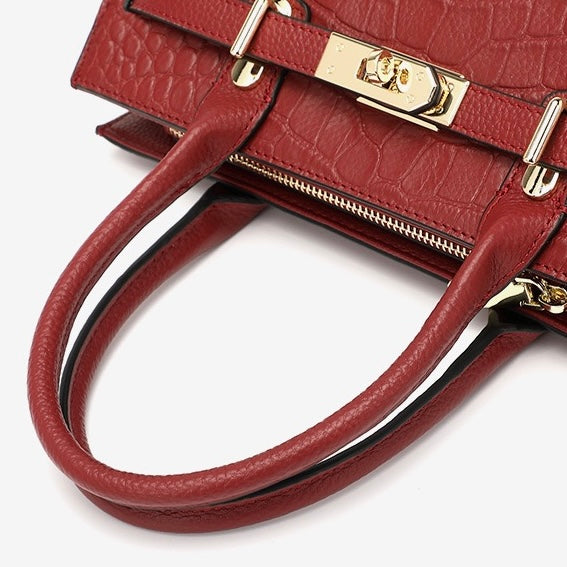 Women's Genuine Leather Classic Crossbody Tote Bag with Adjustable Strap