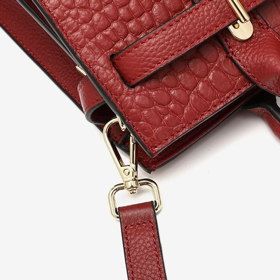 Women's Genuine Leather Classic Crossbody Tote Bag with Adjustable Strap