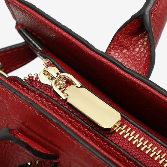 Women's Genuine Leather Classic Crossbody Tote Bag with Adjustable Strap