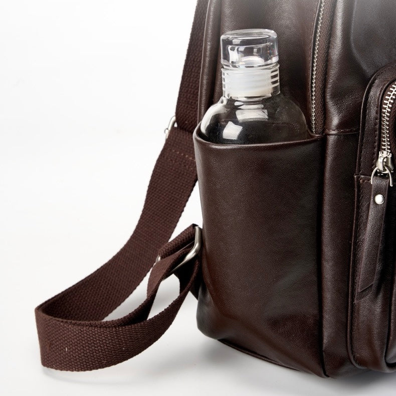 Women's Genuine Leather Large Capacity Backpack with Multiple Pockets