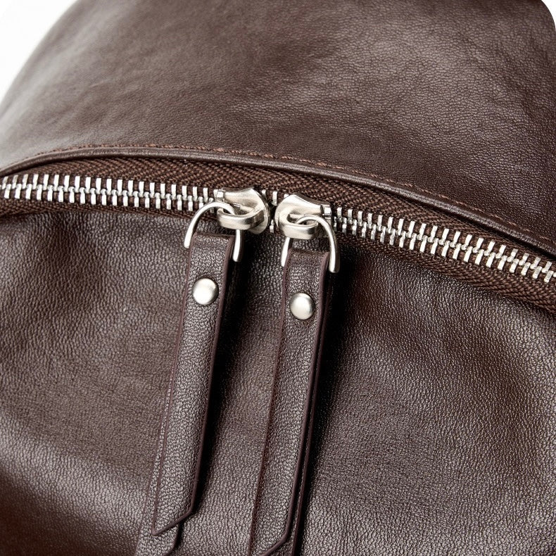 Women's Genuine Leather Large Capacity Backpack with Multiple Pockets