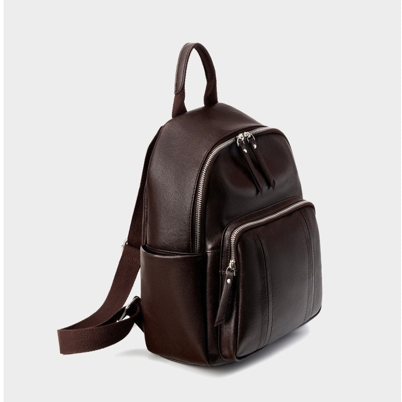 Women's Genuine Leather Large Capacity Backpack with Multiple Pockets
