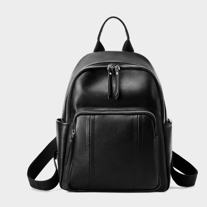 Women's Genuine Leather Large Capacity Backpack with Multiple Pockets