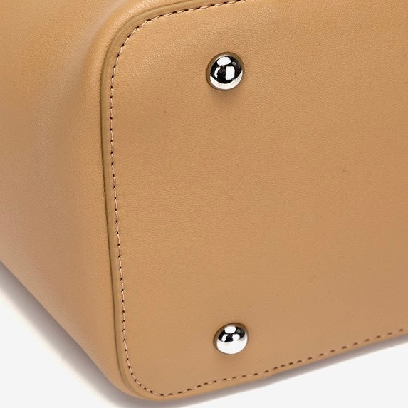 Women's Genuine Leather Summer Tote Bag with Zipper Compartments