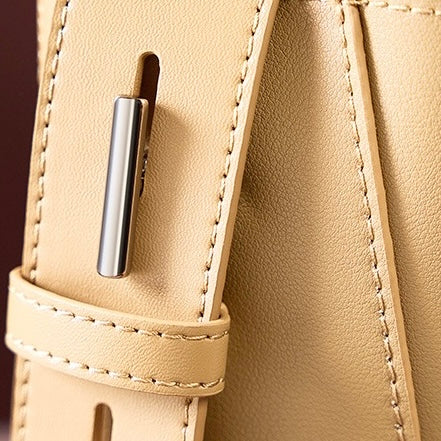 Women's Genuine Leather Oversized Bucket Bag with Adjustable Crossbody Strap