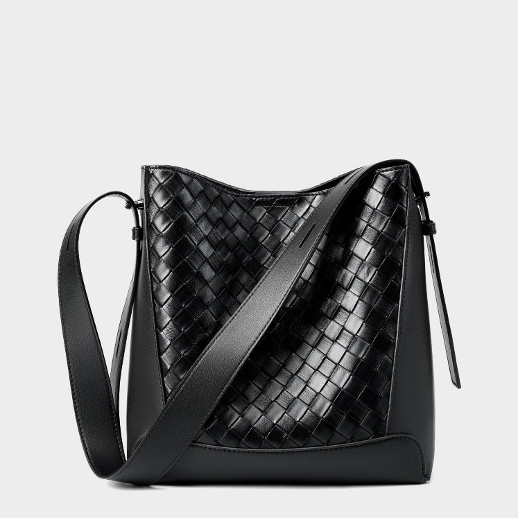 Women's Genuine Cowhide Handwoven Large Capacity Crossbody Shoulder Bag