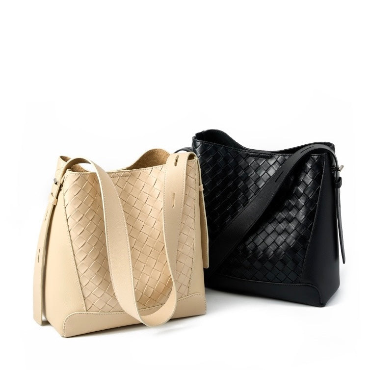 Women's Genuine Cowhide Handwoven Large Capacity Crossbody Shoulder Bag