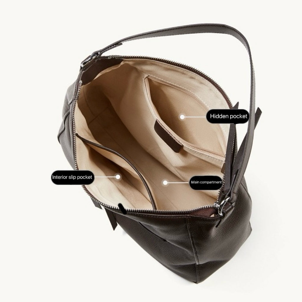 Women's Pebbled Cowhide Crescent Hobo with Tassel Accents