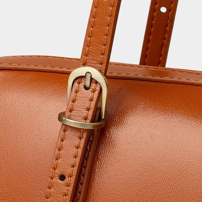 Women's Genuine Leather Retro Bowling Shoulder Bag with Horse Charm