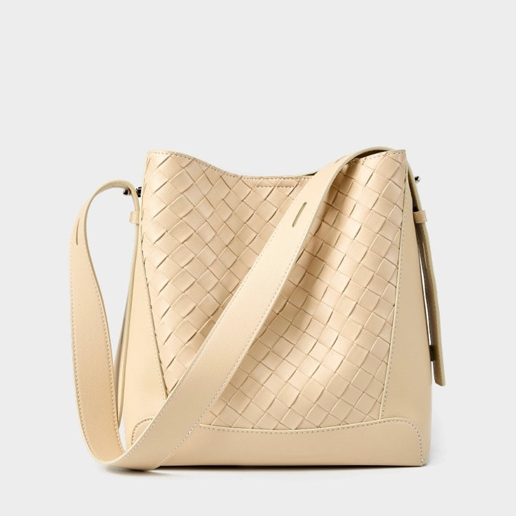 Women's Genuine Cowhide Handwoven Large Capacity Crossbody Shoulder Bag