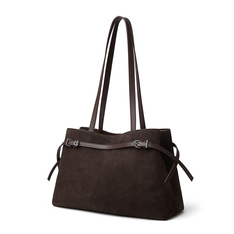 Women's Genuine Leather Suede Large Shoulder Tote Bag