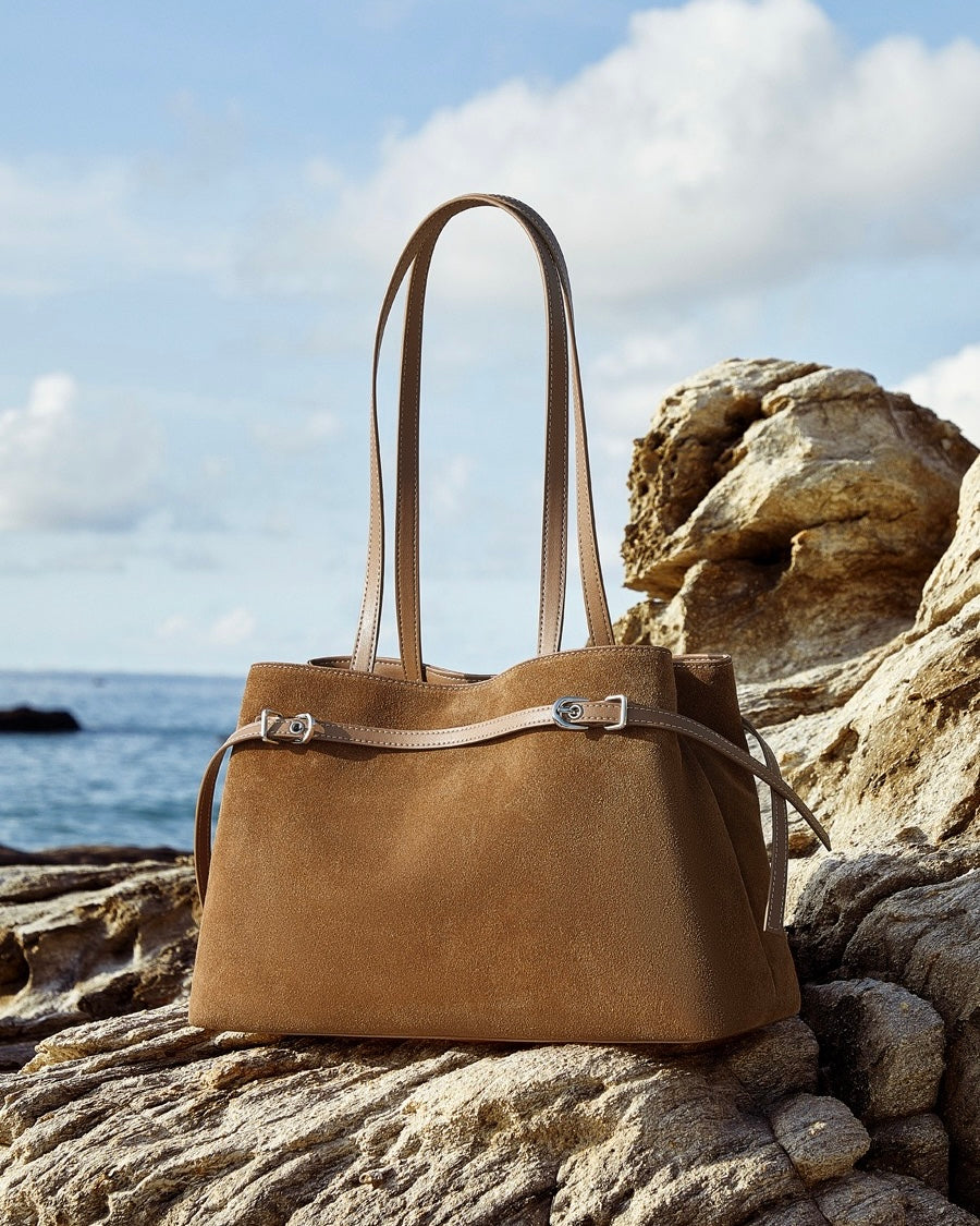 Women's Genuine Leather Suede Large Shoulder Tote Bag