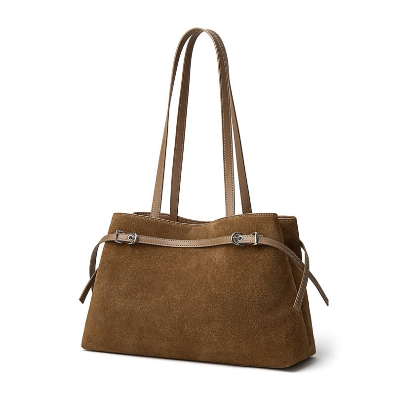 Women's Genuine Leather Suede Large Shoulder Tote Bag