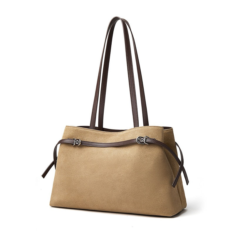 Women's Genuine Leather Suede Large Shoulder Tote Bag