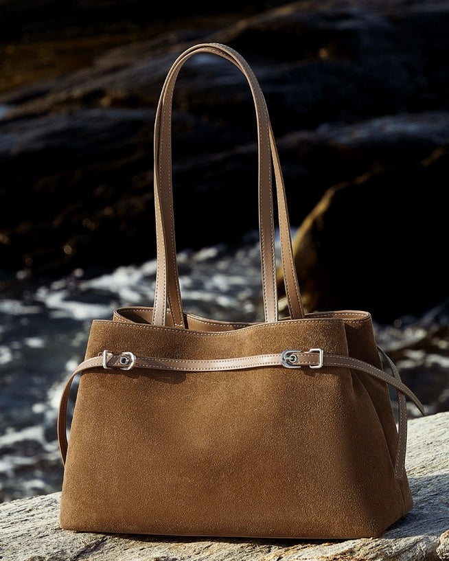 Women's Genuine Leather Suede Large Shoulder Tote Bag